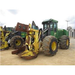 JOHN 843K FELLER BUNCHER, S/N 630318, SAW HEAD, ECAB W/AIR, 28LX26 TIRES, METER READING 5,745 HOURS