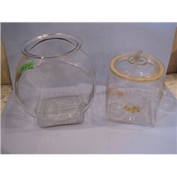 Lot of 2 Planters Peanut Jars - Both Cracked