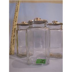 Lot of 3 Drugstore Display Jars with Chrome Lids