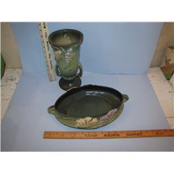 Lot of 2 - Roseville Vase and Fruit Bowl