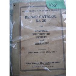 John Deere Harvester Works Rep Catalogue  No 38