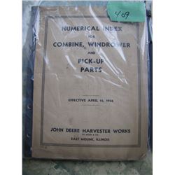 John Deere Harvester Works Numerical Index for Combine, Windrower & Pick Up