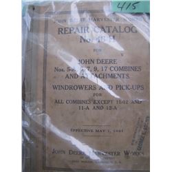 John Deere Harvester Works Repair Catalogue 46-H