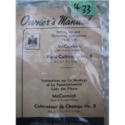 Owner's Manual McCormick Field Cultivator No 8