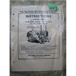 Parts Lists for Model D Tractor