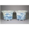 Image 1 : Pair Qing Dynasty Blue & White Porcelain Planters