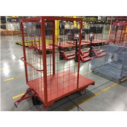 ORANGE 4FT X 5FT CAGED INTERLOCKING WAREHOUSE CART WITH BRAKE