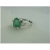 Image 2 : LADIES 14KT WHITE GOLD NATURAL EMERALD AND DIAMOND SET DRESS RING WITH ONE EMERALD, APPROX