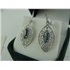 Image 2 : PAIR OF 14KT WHITE GOLD DANGLING NATURAL BLUE SAPPHIRE EARRINGS WITH 2 SAPPHIRES, APPROX 1.50CARAT