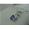 Image 2 : 14KT WHITE GOLD NATURAL TANZANITE AND DIAMOND SET PENDANT WITH 12 DIAMONDS, APPROX 0.06CARAT AND