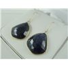 Image 2 : PAIR OF 14KT YELLOW GOLD DANGLING EARRINGS FEATURING A PEAR SHAPED SLICE OF SAPPHIRE. HAS 2 SLICES