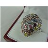 Image 2 : LADIES STERLING SILVER MULTI COLOURED GEMSTONE SET DRESS RING WITH 24 NATURAL AND SYNTHETIC