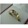 Image 2 : LADIES 10KT YELLOW GOLD RUBY AND DIAMOND SET DRESS OR PINKIE RING WITH ONE RUBY AND3 DIAMONDS,
