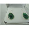 Image 2 : PAIR OF 14KT YELLOW GOLD DANGLING EARRINGS FEATURING A SLICE OF EMERALD. HAS A TOTAL OF 2 SLICES OF