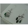 Image 2 : PAIR OF 14KT WHITE GOLD NATURAL EMERALD DANGLING EARRINGS WITH A TOTAL OF 6 NATURAL EMERALDS,