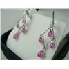 Image 2 : PAIR OF 14KT WHITE GOLD NATURAL PINK SAPPHIRE BRIOLETTE CHANDALIER STYLE DANGLING EARRINGS WITH A