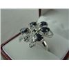 Image 2 : LADIES STERLING SILVER NATURAL BLUE SAPPHIRE AND COLOURLESS CUBIC ZIRCONIA DRESS RING WITH 7
