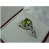 Image 2 : STERLING SILVER NATURAL PERIDOT AND DIAMOND ACCENTED LADIES DRESS RING WITH ONE PERIDOT, APPROX
