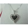 Image 2 : STERLING SILVER HEART NECKLACE SET WITH GENUINE DIAMONDS. 20" CHAIN