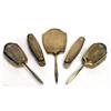 Image 1 : An early 20th Century 9 carat gold backed five piece dressing table set, engine turned and foliat...
