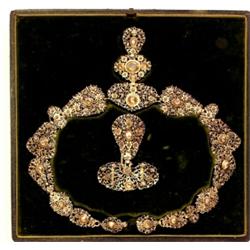 A late 18th Century filagree collar and pendant, set with rose and rough cut diamonds (has numero...