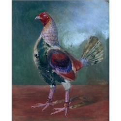 A Copeland Spode framed porcelain plaque, circa 1900, brightly enamelled with a standing fighting...
