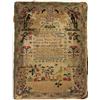 Image 1 : Sampler. A late 18th Century needlework sampler, worked in silks on a course linen ground, strawb...