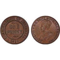 1920 .//. Australian KGV Penny - PCGS AU 55
