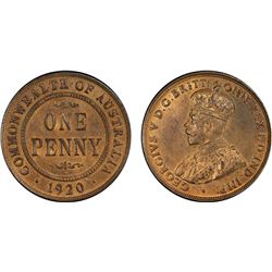 1920 .//. Australian KGV Penny - PCGS MS 64RB