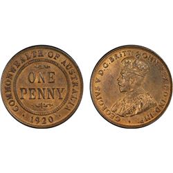 1920 .//. Australian KGV Penny - PCGS MS 64RB