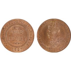 1927 Australian KGV Penny - PCGS MS 65BN
