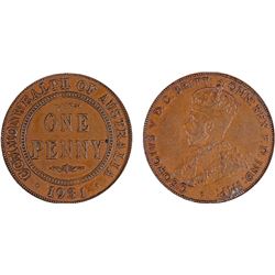 1931 Australian KGV Penny - PCGS AU 50