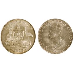 1922 Australian KGV Sixpence - PCGS MS 64