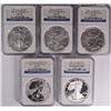 Image 1 : 2011 25TH ANNIVERSARY AMERICAN SILVER EAGLE SET NGC PF/MS 70 - 5 COIN SET