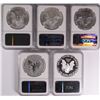 Image 2 : 2011 25TH ANNIVERSARY AMERICAN SILVER EAGLE SET NGC PF/MS 70 - 5 COIN SET