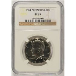 1964 KENNEDY HALF DOLLAR NGC PROOF 63 ACCENT HAIR