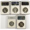 Image 2 : 5 KENNEDY HALF DOLLARS: 1966 MS 67: 1966 SMS MS 67 NGC; & 3-1971-S NGC PF 68*