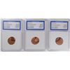 Image 1 : 3 MINT ERROR OFF CENTER STRIKE LINCOLN CENTS ALL IGS MS-65