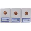 Image 2 : 3 MINT ERROR OFF CENTER STRIKE LINCOLN CENTS ALL IGS MS-65