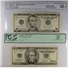 Image 1 : 2001 $20 STAR NOTE PCGS VF-25 INK STAIN, AND 1999 $5 STAR NOTE CGA VF-25 TOP MAR