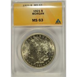 1921 MORGAN DOLLAR ANACS MS-63