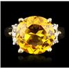 Image 1 : 14KT Yellow Gold 3.58ct Citrine and Diamond Ring