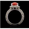 Image 3 : 14KT White Gold 3.03ct Coral and Sapphire Ring