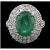 Image 1 : 14KT White Gold 3.95ct Emerald and Diamond Ring