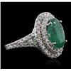 Image 2 : 14KT White Gold 3.95ct Emerald and Diamond Ring
