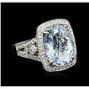 Image 2 : 14KT White Gold 7.27ct Aquamarine and Diamond Ring