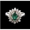 Image 1 : 14KT White Gold 0.69ct Emerald and Diamond Ring