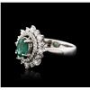 Image 2 : 14KT White Gold 0.69ct Emerald and Diamond Ring