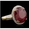 Image 2 : 14KT Yellow Gold 8.66ct Ruby and Diamond Ring