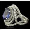 Image 2 : 14KT White Gold 4.67ct Tanzanite and Diamond Ring